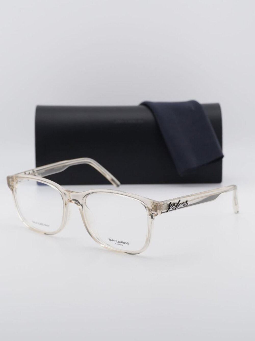 Saint Laurent SL398 004 Square Eyeglasses – Transparent 56mm